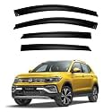 Premium Smoke Car Door Visor Front+Rear Sun/Rain Guard Outside Mount Tape-On Window Visors Compatible with Volks-wagen Taigun (2025-2026)
