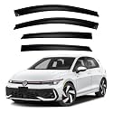 Premium Smoke Car Door Visor Front+Rear Sun/Rain Guard Outside Mount Tape-On Window Visors Compatible with Volks-wagen Golf GTI (2025-2026)