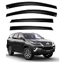 Premium Smoke Car Door Visor Front+Rear Sun/Rain Guard Outside Mount Tape-On Window Visors Compatible with Toyo-ta Fortuner (2025-2026)