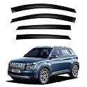 Premium Smoke Car Door Visor Front+Rear Sun/Rain Guard Outside Mount Tape-On Window Visors Compatible with Hyu-ndai Venue (2025)