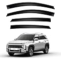 Premium Smoke Car Door Visor Front+Rear Sun/Rain Guard Outside Mount Tape-On Window Visors Compatible with New Facelift Hyundai Venue (2025-2026)