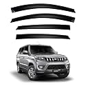 Premium Smoke Car Door Visor Front+Rear Sun/Rain Guard Outside Mount Tape-On Window Visors Compatible with Mahin-dra Bolero Neo Plus (2025-2026)