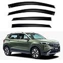 Premium Smoke Car Door Visor Front+Rear Sun/Rain Guard Outside Mount Tape-On Window Visors Compatible with Skoda kushaq (2026 Onwards)