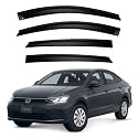 Premium Smoke Car Door Visor Front+Rear Sun/Rain Guard Outside Mount Tape-On Window Visors Compatible with Volks-wagen Virtus (2025-2026)