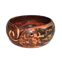 Premium Solid Dark Handmade Crafted Wooden Portable Antique Yarn Storage Bowl - Holder for Knitting Crochet Hook Accessories (6" x 6" x 3", Rustic Orange)