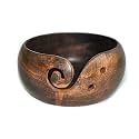 Premium Solid Dark Handmade Crafted Wooden Portable Antique Yarn Storage Bowl - Holder for Knitting Crochet Hook Accessories (6" x 6" x 3", Antique Copper)