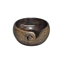 Premium Solid Dark Handmade Crafted Wooden Portable Antique Yarn Storage Bowl - Holder for Knitting Crochet Hook Accessories (6" x 6" x 3", Antique Golden)