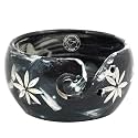 Premium Solid Dark HardWood Crafted Wooden Portable Antique Yarn Bowl Holder for Knitting Crochet - Christmas Gift Set | Hind Handicrafts (6" x 6" x 3", Blackwashed)