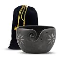 Premium Solid Dark HardWood Crafted Wooden Portable Antique Yarn Bowl Holder for Knitting Crochet - Christmas Gift Set (Purple, 7" x 7" x 4")