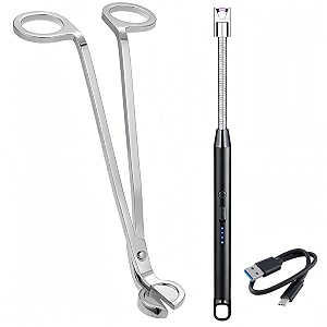 premium stainless steel candle wick trimmer  elegant long-reach wick cutter for smooth clean cuts candle accessory and longer life - 2 silver wick cutter  candle lighter