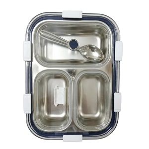 Premium Stainless Steel Three Compartment Lunch Box