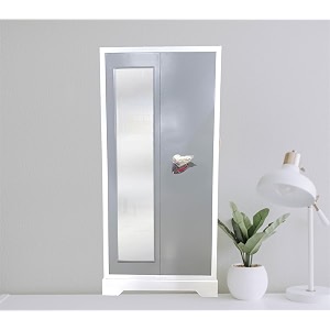 premium steel almirah with long mirror 1-year warranty  high safety bullet lock security wardrobe 1 drawer hanging space amp 5 lockers with 2 set of keys  durable metal berow for home 38 in grey
