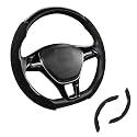 Premium Suede Car Steering Wheel Cover, Non-Slip Segmented, Suitable for Car, SUV, Truck, O/D Shape, 14.5-16inches Steering Wheel Protector,Universal Auto Accessories (Black, 2pcs)
