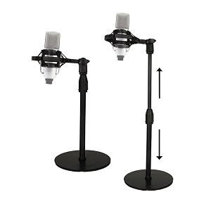 premium table mic stand with shock mount amp mic holder adjustable sturdy amp vibration-free design for studio podcast streaming amp recording universal compatibility without mic