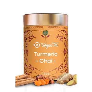 udyan tea turmeric chai black tea 100g  loose leaf black tea  ayurvedic blend for immunity boosting amp health