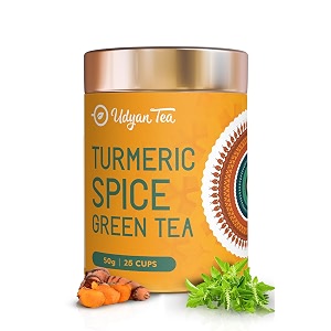 udyan tea turmeric spice green tea 50 gramayurvedic blend with turmeric tulsi amp gingerbold amp spicy flavorbetter immunity amp health healing properties