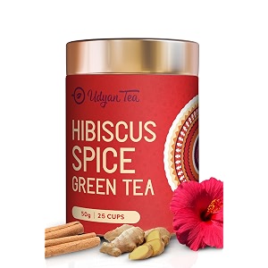 udyan tea hibiscus spice green tea  50g  antioxidant-rich herbal blend with hibiscus ginger amp cinnamon  healthy green tea supports heart health amp blood pressure