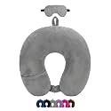 Premium Travel Neck Pillow with Eye Mask for Men & Women, Soft Comfortable Head Rest Neck Support Pillow for Airplane Flight Car Train Bus Travel, Sleeping Eye Mask Neck Pillow Combo