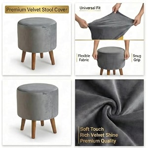 shadowkart premium velvet round ottoman stool cover  stretch ottoman slipcover for vanity amp footstool  washable east to remove amp fits in 16-inch diameter 8 inch box height royal blue