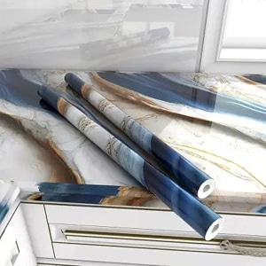 premium vinyl marble peel and stick wall diy waterproof wallpaper for home kitchen countertop cabinet furniture oil proof kitchen stickers60x200cm gt-new desing natural ocean