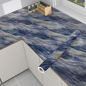 premium vinyl marble peel and stick wall diy waterproof wallpaper for home kitchen countertop cabinet furniture oil proof kitchen stickers60x200cm gt blue waves