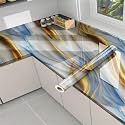 Premium Vinyl Marble Peel and Stick Wall DIY Waterproof Wallpaper for Home Kitchen Countertop Cabinet Furniture Oil Proof Kitchen Stickers(60x200cm) (gt-new Glod Ocean)