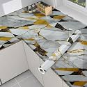 Premium Vinyl Marble Peel and Stick Wall DIY Waterproof Wallpaper for Home Kitchen Countertop Cabinet Furniture Oil Proof Kitchen Stickers(60x200cm) (gt-New Desing White Gold Blocks)