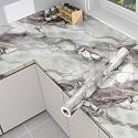 Premium Vinyl Marble Peel and Stick Wall DIY Waterproof Wallpaper for Home Kitchen Countertop Cabinet Furniture Oil Proof Kitchen Stickers(60x200cm) (gt- New Desing White Brown)