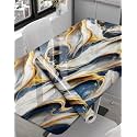 Premium Vinyl Marble Peel and Stick Wall DIY Waterproof Wallpaper for Home Kitchen Countertop Cabinet Furniture Oil Proof Kitchen Stickers(60x200cm) (gt-new Gold Blue)