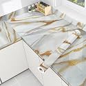 Premium Vinyl Marble Peel and Stick Wall DIY Waterproof Wallpaper for Home Kitchen Countertop Cabinet Furniture Oil Proof Kitchen Stickers(60x200cm) (gt- New Desing White Waves)