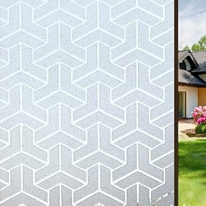 premium vinyl privacy stained frosted window glass film 16x150 inch - self-adhesive wallpaper film opaque tint cling for glass cover window door office home anti-uv 3d arrow design
