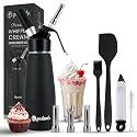 Premium Whipped Cream Dispenser – Leak-Proof Whip Maker with 3 Stainless Steel Nozzles, Spatula, Food Pen & Brush – Professional Whipped Cream Maker Canister – N2O Not Included – 500ml
