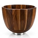 Premium Wood Mixing Bowl Set with Silicone Liner, Lid & Spatula, Compatible with KitchenAid 4.5 & 5 Quart Tilt-Head Stand Mixers, 5QT Natural Wooden Bowl with Locking Base for Baking, Dough Proofing