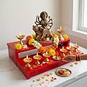 Premium Wooden 2-Tier Puja Chowki in Glossy