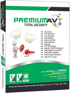 premiumav 3 pc 1 year total security compatible with windows email delivery - no cd basic edition