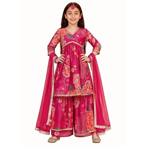 Preneum Girlss Cotton Rayon Gota Pati Multi