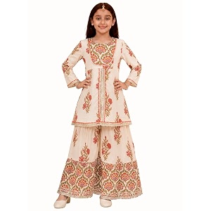 Preneum Girlss Cotton Rayon Gota Pati Multi