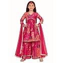 Preneum Girls39s Cotton Rayon Gota Pati Multi