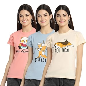 Preneum Womens Cotton Regular Fit Graphic Stylish