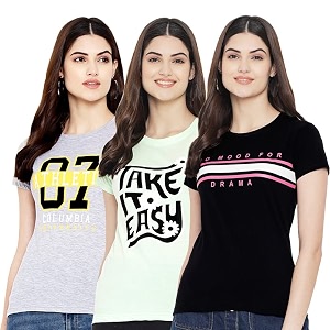 Preneum Womens Graphic Regular Fit T-Shirt
