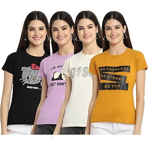 Preneum Womens Graphic Regular Fit T-Shirt