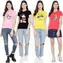 Preneum Women's Letter Print Regular Fit T-Shirt