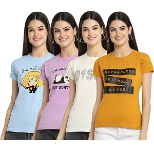 preneum women39s cotton regular fit latest graphic stylish printed short sleeves casual t-shirt trend amp styles