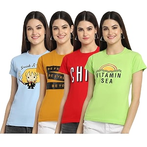 preneum women39s cotton regular fit latest graphic stylish printed short sleeves casual t-shirt trend amp styles