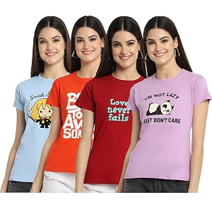 preneum women39s cotton regular fit latest graphic stylish printed short sleeves casual t-shirt trend amp styles