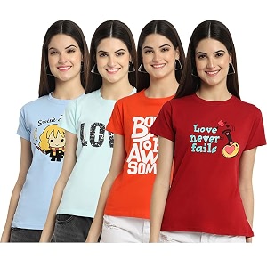 preneum women39s cotton regular fit latest graphic stylish printed short sleeves casual t-shirt trend amp styles