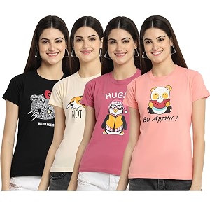 preneum women39s cotton regular fit latest graphic stylish printed short sleeves casual t-shirt trend amp styles