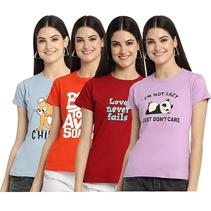 preneum women39s cotton regular fit latest graphic stylish printed short sleeves casual t-shirt trend amp styles