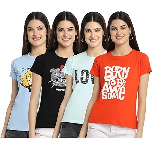 preneum women39s cotton regular fit latest graphic stylish printed short sleeves casual t-shirt trend amp styles