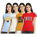 Preneum Women's Cotton Regular Fit Latest Graphic Stylish Printed Short Sleeves Casual T-Shirt |Trend &amp; Styles